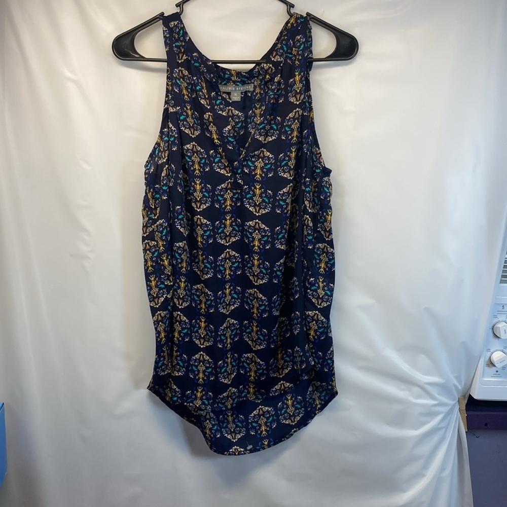 Valerie Stevens Navy Floral Print Racerback Tank